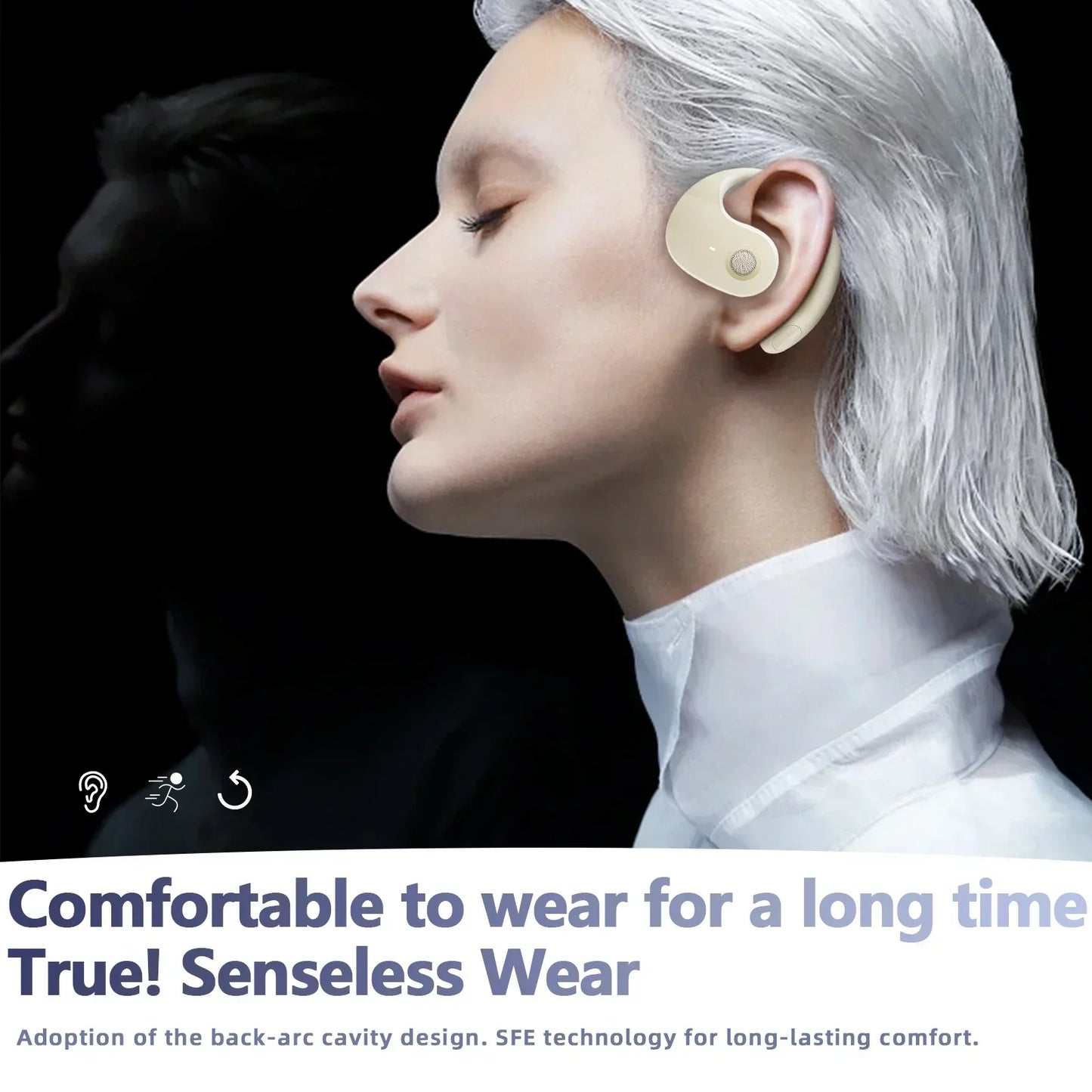 Bluetooth Wireless Earbuds, Comfortable Ear Hook, Touch Control, with Mic, Headset for Phone, Gaming