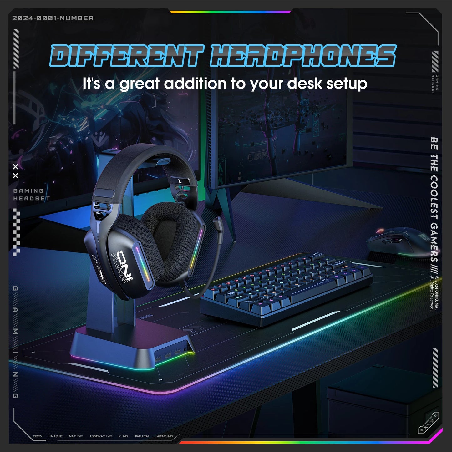 Casque gaming sans fil 3 modes — micro, éclairage RGB, Bluetooth 5.3, 2.4G, AUX 3.5mm, e-sports