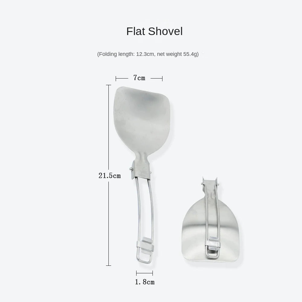 Spatule pliante cuillère pelle tourneur de nourriture Portable 304 en acier inoxydable Camping en plein air barbecue cuisine vaisselle fournitures de pique-nique ﻿