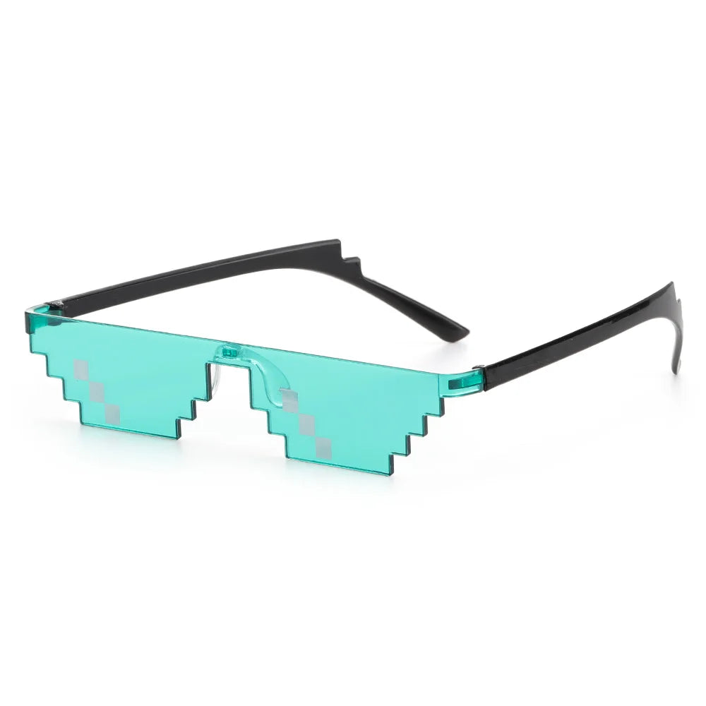 Lunettes de soleil mosaïque pixel rétro — gamer, robot, cosplay, anniversaire, nouveau design