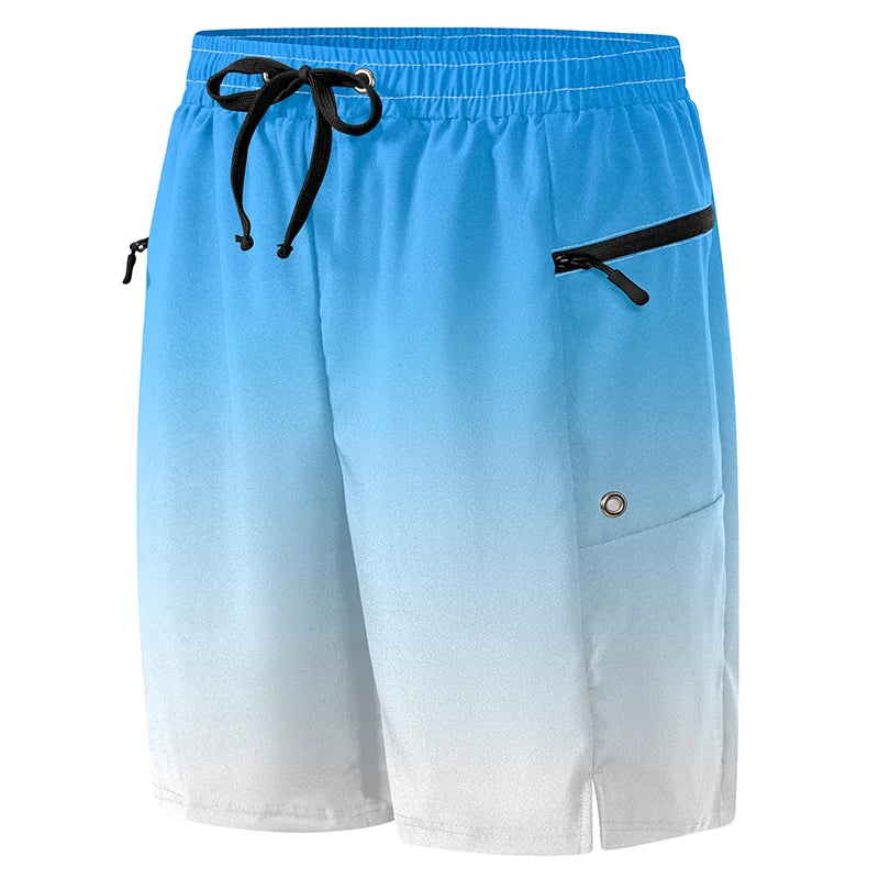 Short de plage d'été pour hommes avec poches zippées, short de planche à séchage rapide avec doublure en maille, maillot de bain, maillot de bain