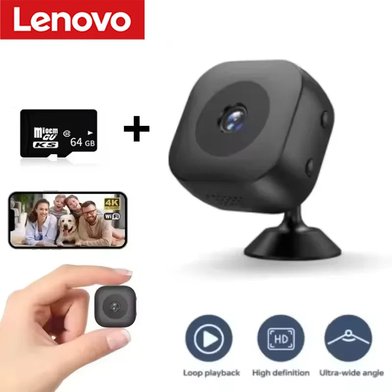 Caméra de sécurité WiFi miniature 8K — vision nocturne couleur, étanche, détection de mouvement, surveillance