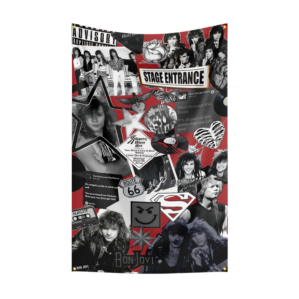 Bannière en polyester groupe de rock 3x5 pieds — chambre, art mural, tapisserie, décoration