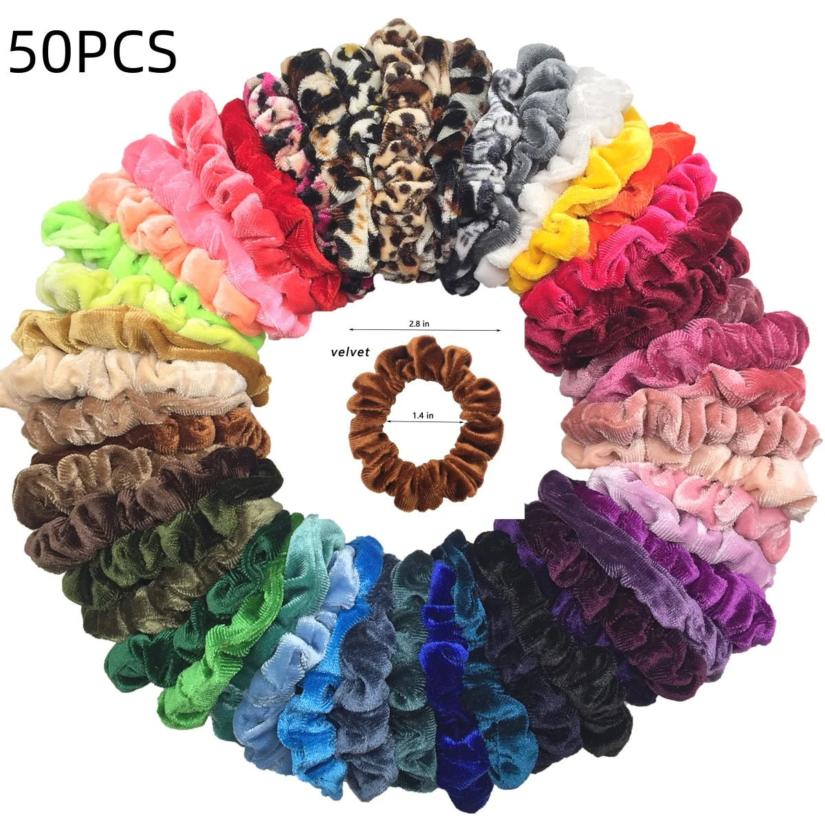 24/50/6 piezas de coleteros para mujer, accesorios de boutique de terciopelo, bonito estampado de leopardo, banda elástica de alta calidad, cinta para el pelo, lazo para cola de caballo