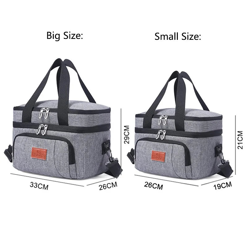 Sacs à déjeuner isothermes multifonctionnels à Double couche pour femmes et hommes, boîte à déjeuner de pique-nique de voyage de grande capacité avec bandoulière