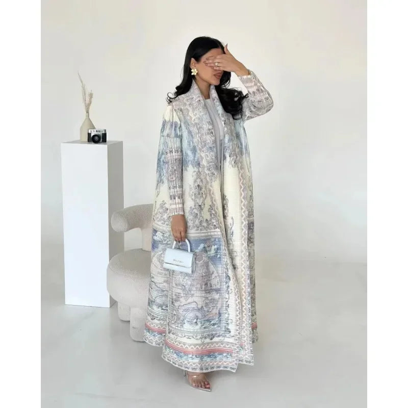 KAF femmes mode Abaya Vintage imprimé Cardigan conception ample grande taille élégante femme luxe Robe printemps automne modèle