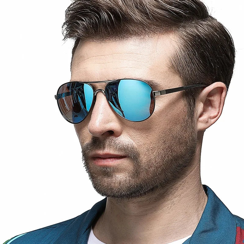 Lunettes de soleil aviation pour hommes — miroir polarisé, pilote HD, conduite, UV400