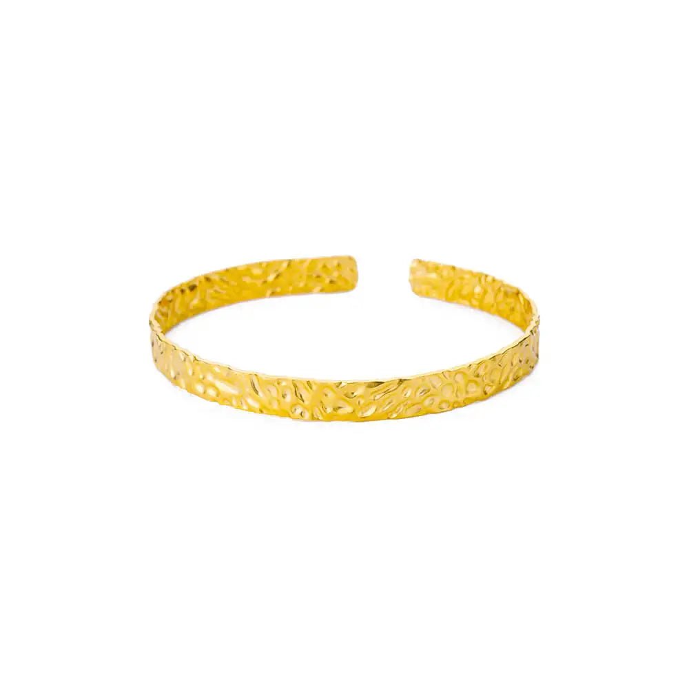 Bracelets d'ouverture à motif de bosse classique exquis pour femmes, manchette, couleur or, acier inoxydable, ornement à main, cadeau