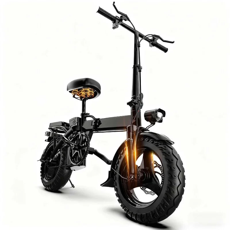 【Brand+】Adult Electric Bike 1000w, 48v, Aluminum Alloy, 14 inch, Electric Bicycle, Adjustable Front Brake, Seat, for Cycling, Electric Bike