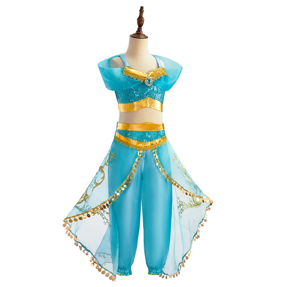 Robe de princesse arabe pour enfants — costume Halloween, carnaval, Cosplay, tenue paillettes
