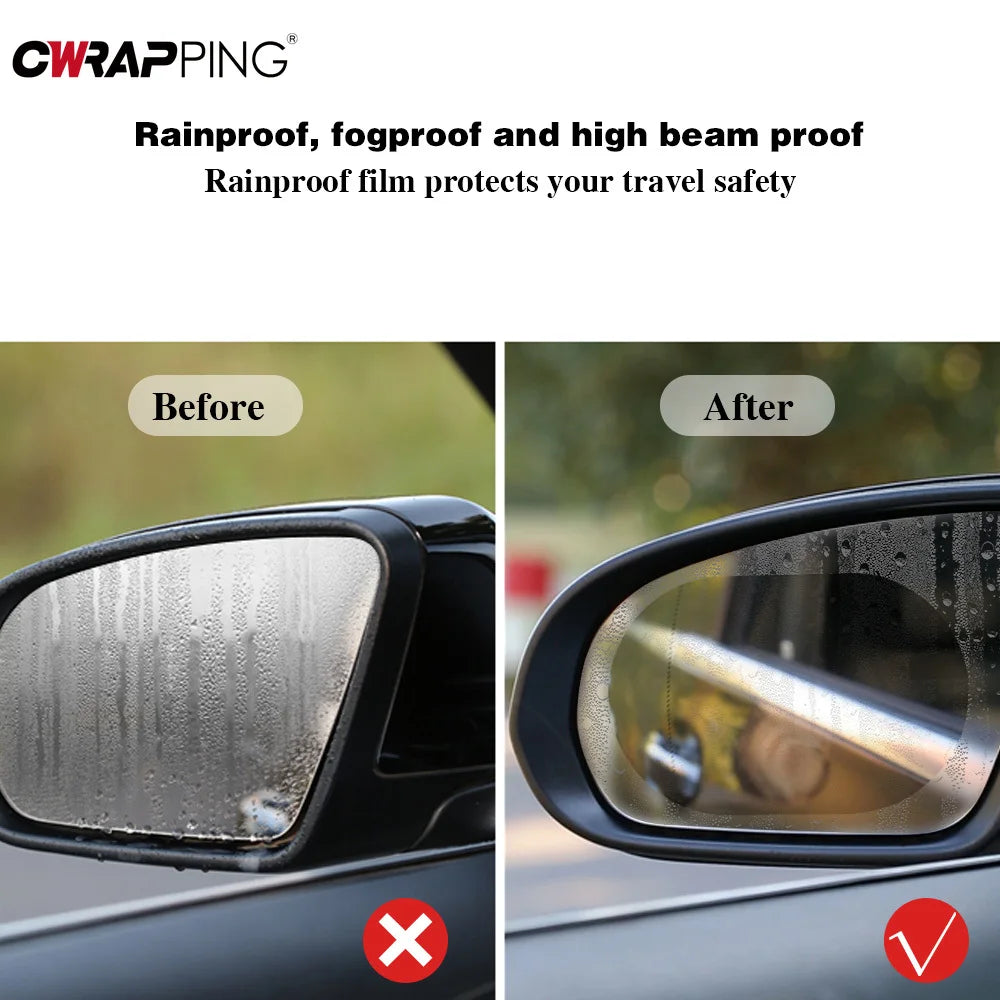 4 pièces Film imperméable de voiture 2 rétroviseur automatique 2 fenêtres latérales Film imperméable étanche Anti-buée autocollants de voiture pour accessoire de voiture