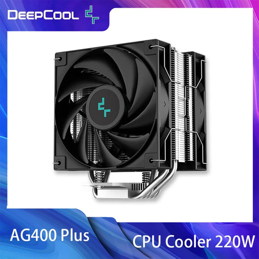 Refroidisseur de processeur DeepCool AG400 Plus 4 caloducs double ventilateur 220W, ventilateur 120mm, refroidisseur d'air pour processeur LGA1700 1851 AM5 AM4, radiateur de refroidissement par air