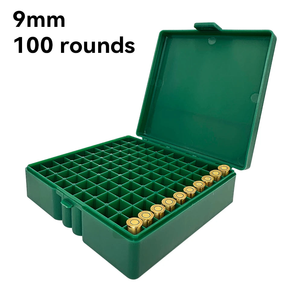Boîte à balles tactique 50/100 cartouches, boîte de rangement de transport de munitions pour pistolet de 9mm, étui à balles dur rabattable, accessoire de chasse