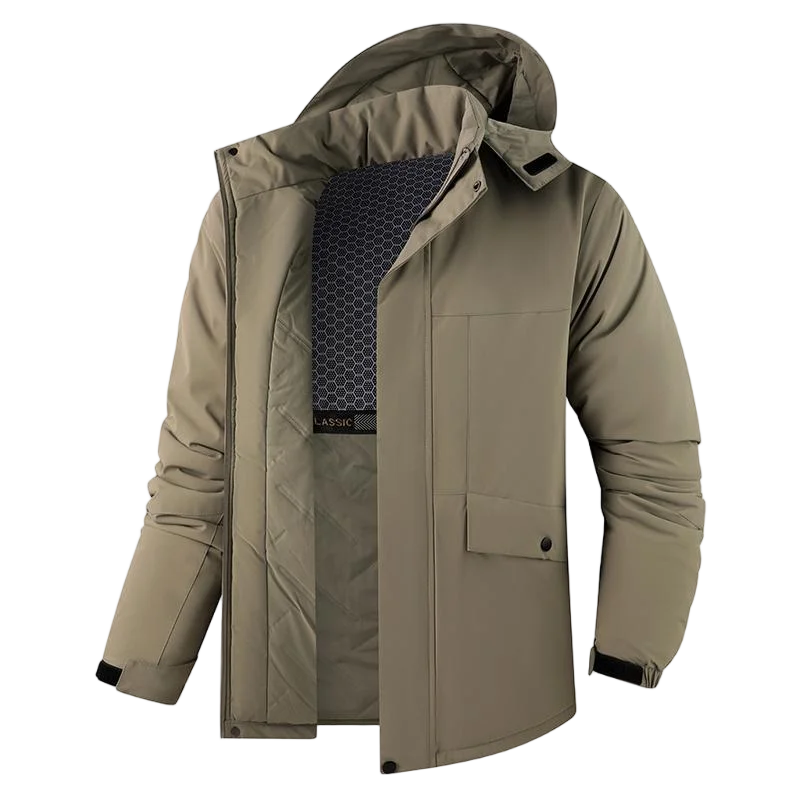 Veste d'hiver épaisse et imperméable pour homme, coupe-vent, chapeau détachable, multi-poches, coupe-vent de travail, Safari
