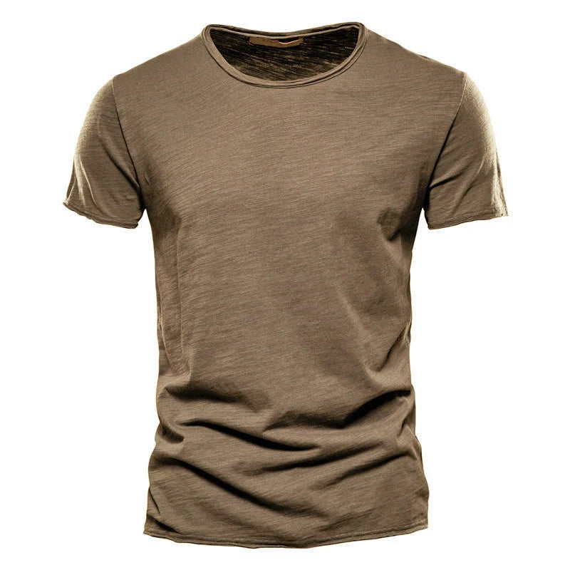 Camiseta de algodón 100% para hombre, casual, suave, para fitness, de verano, delgada, camisetas para hombre, ropa para el hogar, cuello redondo, manga corta, camiseta sólida para hombre