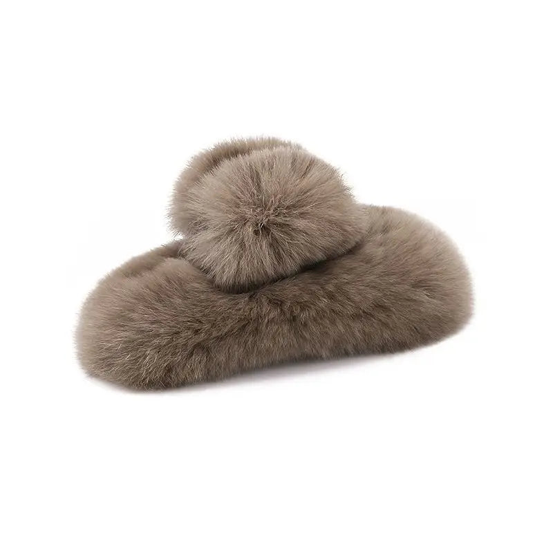 Grande pince en peluche avec une sensation haut de gamme, pince à cheveux poilue d'automne et d'hiver, tempérament féminin et coiffure, 1/2 pièces