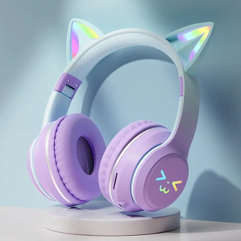 GRB Glow Gaming Médiateur set, Gamer Stereo Bass, Cat Ear, Earpods sans fil, Écouteurs Bluetooth, Câble TYPE-C, Casque Bluetooth, Mains libres