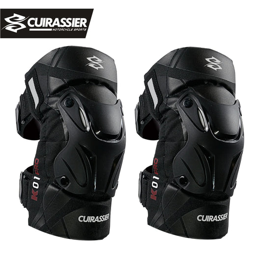 Cuirassier-Genouillères de protection pour motocross, genouillères de moto, protection MX, coussinets de course de coulée de nuit Équipement de moto avec coque renforcée et haute visibilité pour une conduite nocturne