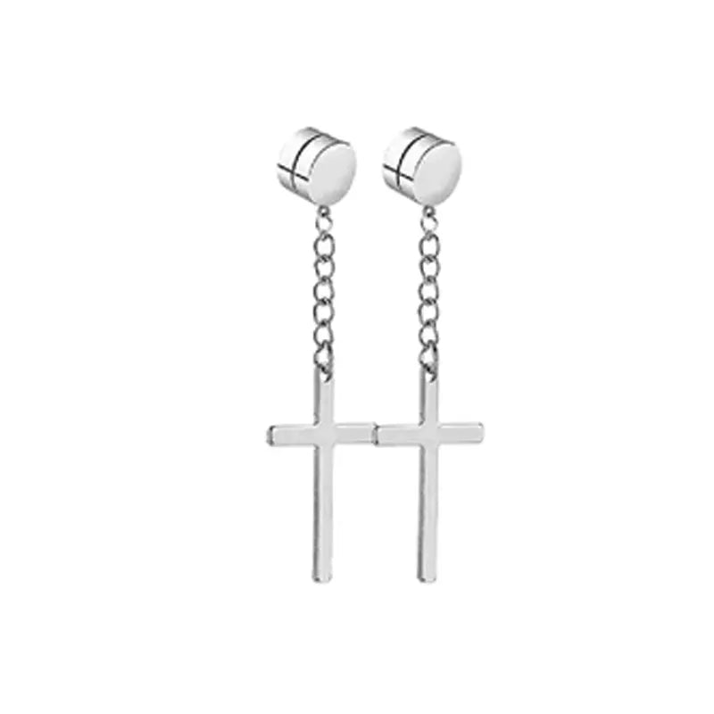 Ensemble de faux boucles d'oreilles en acier inoxydable pour hommes, 1 à 10 paires, à la mode, avec trou d'oreille, aimant gratuit, zircon