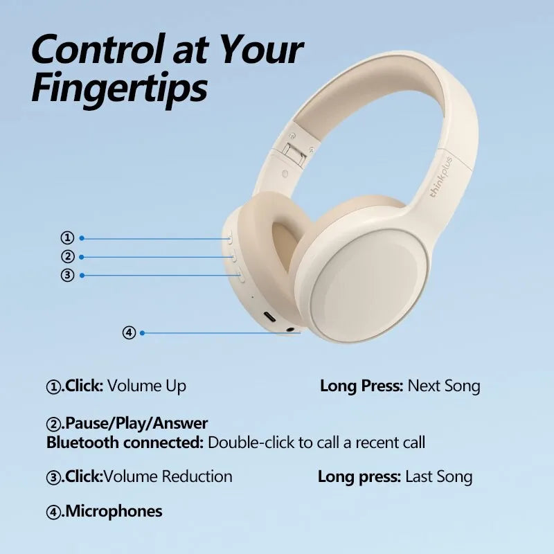 Lenovo TH30 Wireless Bluetooth 5.3 Headset Foldable Gaming Headphone Sport Headphone with Mic Music Earphones