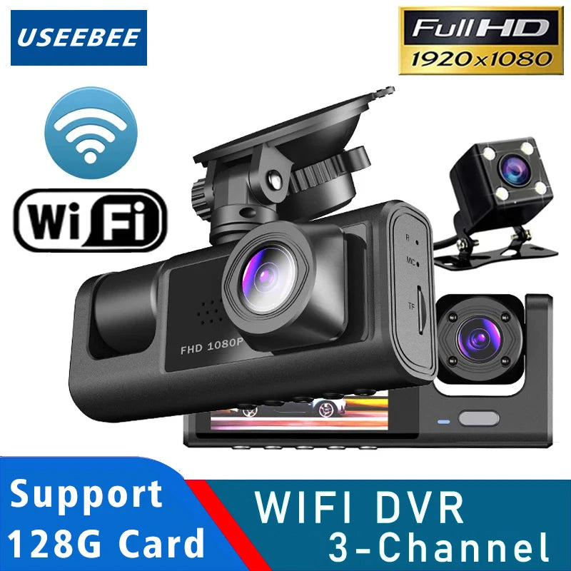 3 WIFI Dash Cam Car Cabin DVR 1080P In-Vehicle Three-Way Channel DVR Recorder Video Recorder Dashcam Camcorder