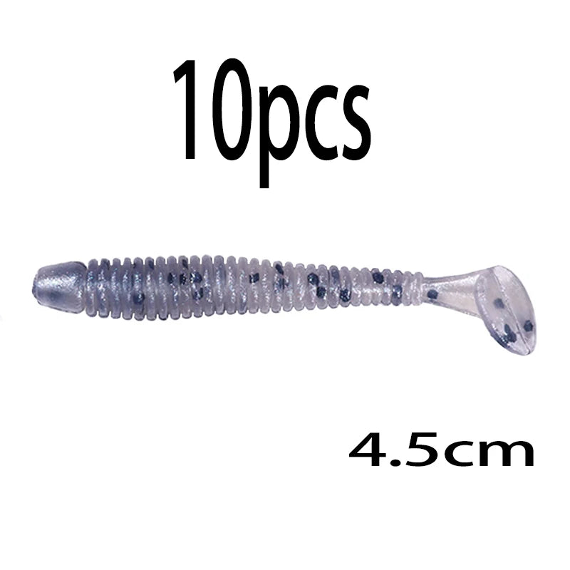 Leurre souple en silicone 4,5 cm avec queue en T — nageur, pêche carpe, black-bass, brochet