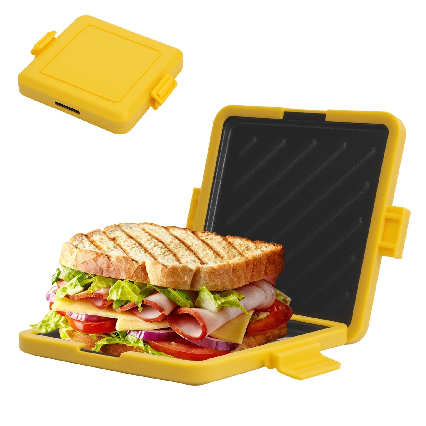 Machine à petit-déjeuner à sandwich micro-ondes, design compact, peut fabriquer des sandwichs, des toasts du petit déjeuner, des hot-dogs - comprenant des livres de recettes