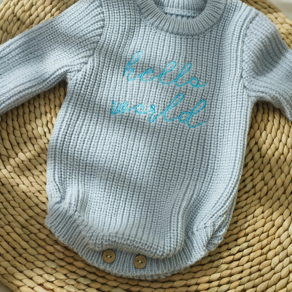 Ylsteed Hello World – pelele de punto para recién nacido, con gorro de pompón a juego, jersey para bebé niño y niña, conjuntos para sesión de fotos