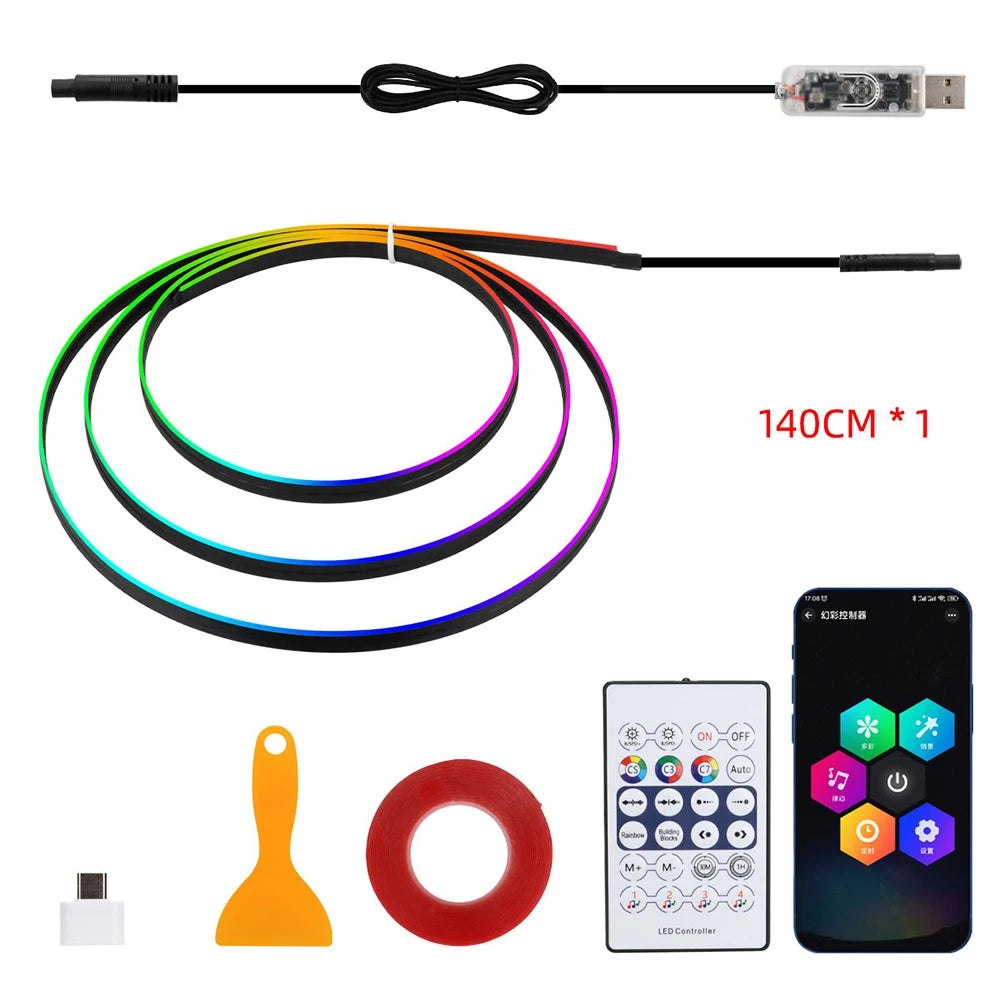 Luces LED de ambiente para coche 18 en 1, sinfonía, aplicación Bluetooth, serpentina de color RGB 214, tira acrílica ar