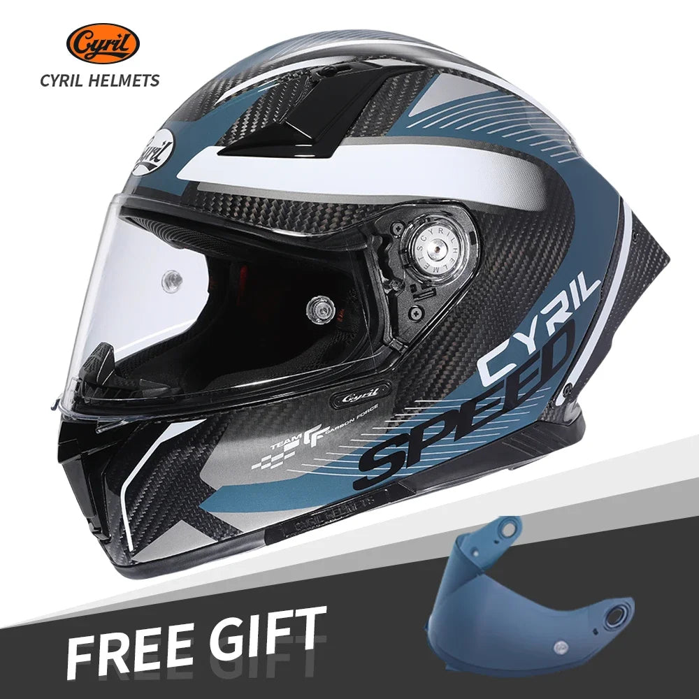 Casque Moto Intégral Fibre Carbone Kevlar — Léger Course DOT ECE Unisexe