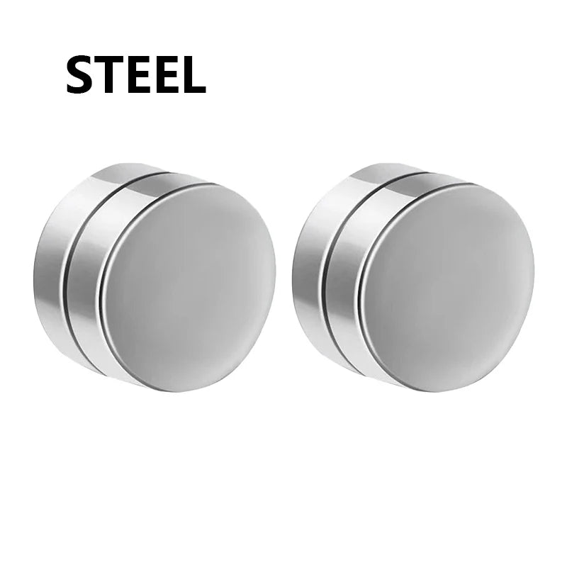 Pendientes Magnéticos con Clip para Hombre y Mujer, Punk, Redondos, con Imán, Joyería sin Perforaciones, 1/3 Pares