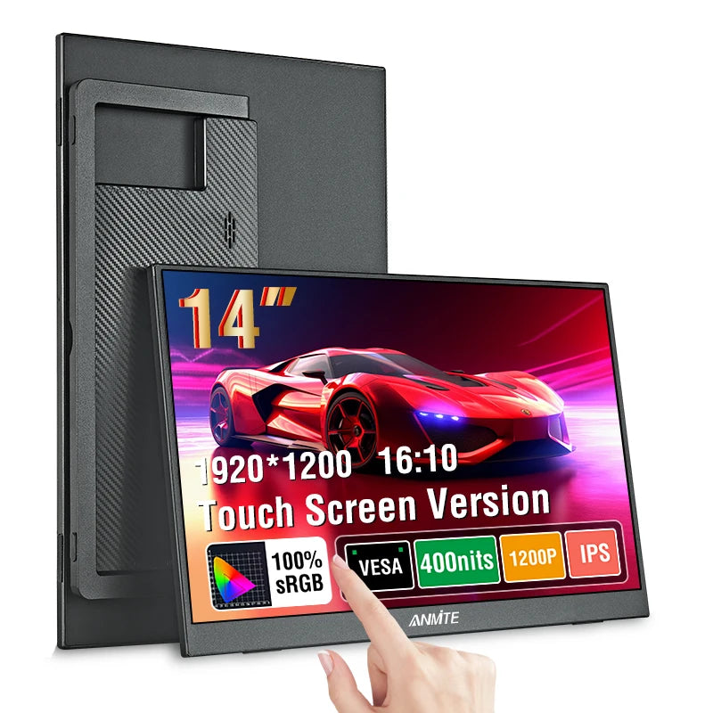 Monitor táctil portátil de 14 pulgadas, no táctil opcional, para juegos 16:10 400cd/m2, pantalla extensible para XBox PS4/5 Switch Loptop