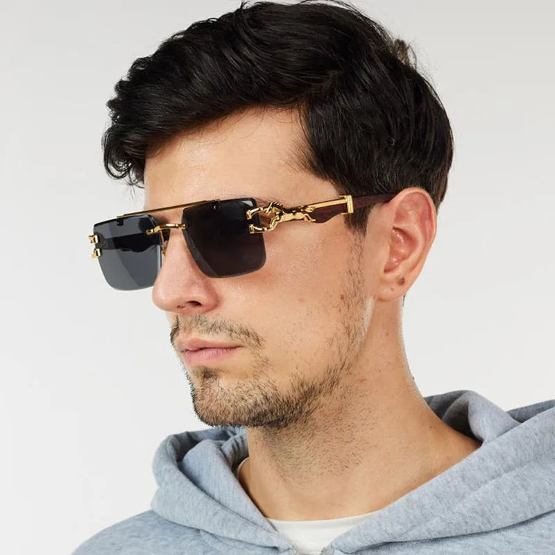 Lunettes de soleil carrées sans bords pour femmes et hommes — vintage, mode, 2024