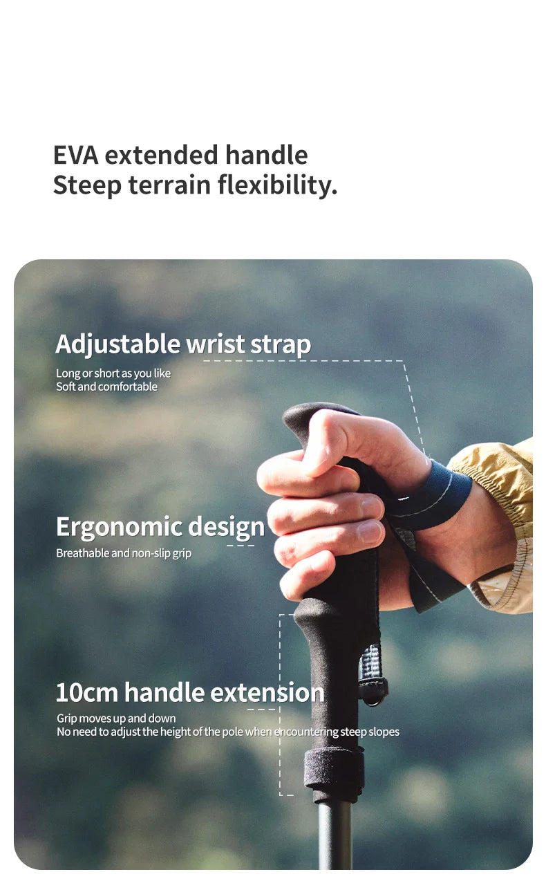 Naturehike – bâtons d'escalade ultralégers, pliables, pour l'extérieur, en Fiber de carbone, à verrouillage rapide