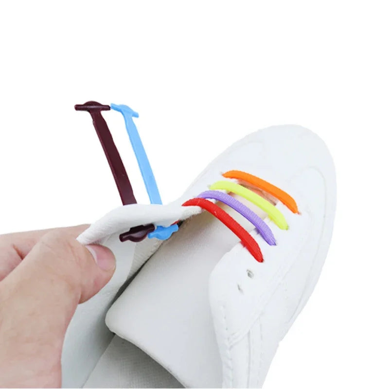 16 piezas perezoso cordón de silicona cordón elástico rápido mujeres hombres sin lazo niños adultos zapatillas cordones hebilla zapatos accesorios