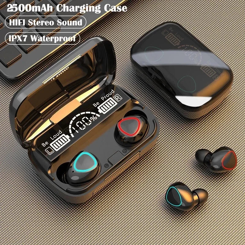 Écouteurs Bluetooth TWS stéréo 9D — boîte de chargement 3500mAh, étanches, sport, avec microphone