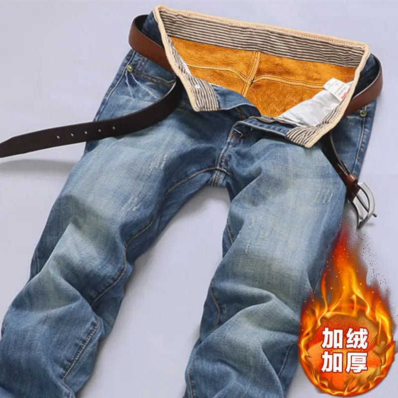 Jean Décontracté Ample Homme Vintage — Droit Trou Tout-Match Automne Hiver