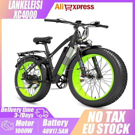 Vélo Électrique Gros Pneus Adulte 1000W 17,5AH — 7 Vitesses Frein Hydraulique