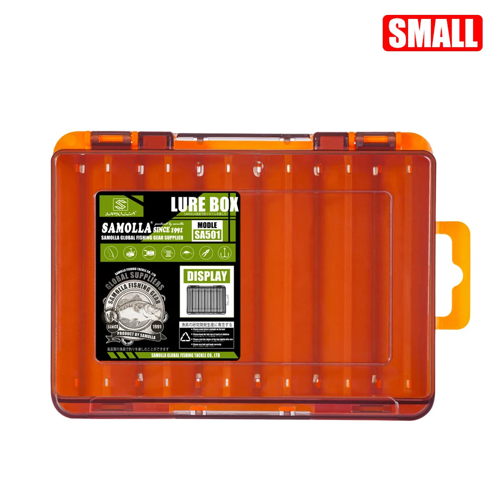 SAMOLLA Boîte à matériel compacte double face – Pêche simplifiée avec un organisateur durable et polyvalent pour leurres, hameçons, appâts