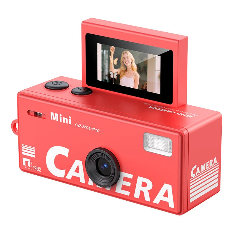 Mini caméra numérique CCD rétro avec flash, écran rotatif 1080P, petite caméra vidéo en forme de porte-clés pour cadeaux