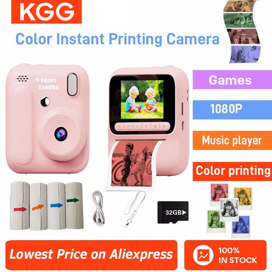 Caméra instantanée pour enfants, impression couleur, 32 go, 1080P, jouets à impression thermique, Photo, jeux vidéo, musique, cadeau pour enfants