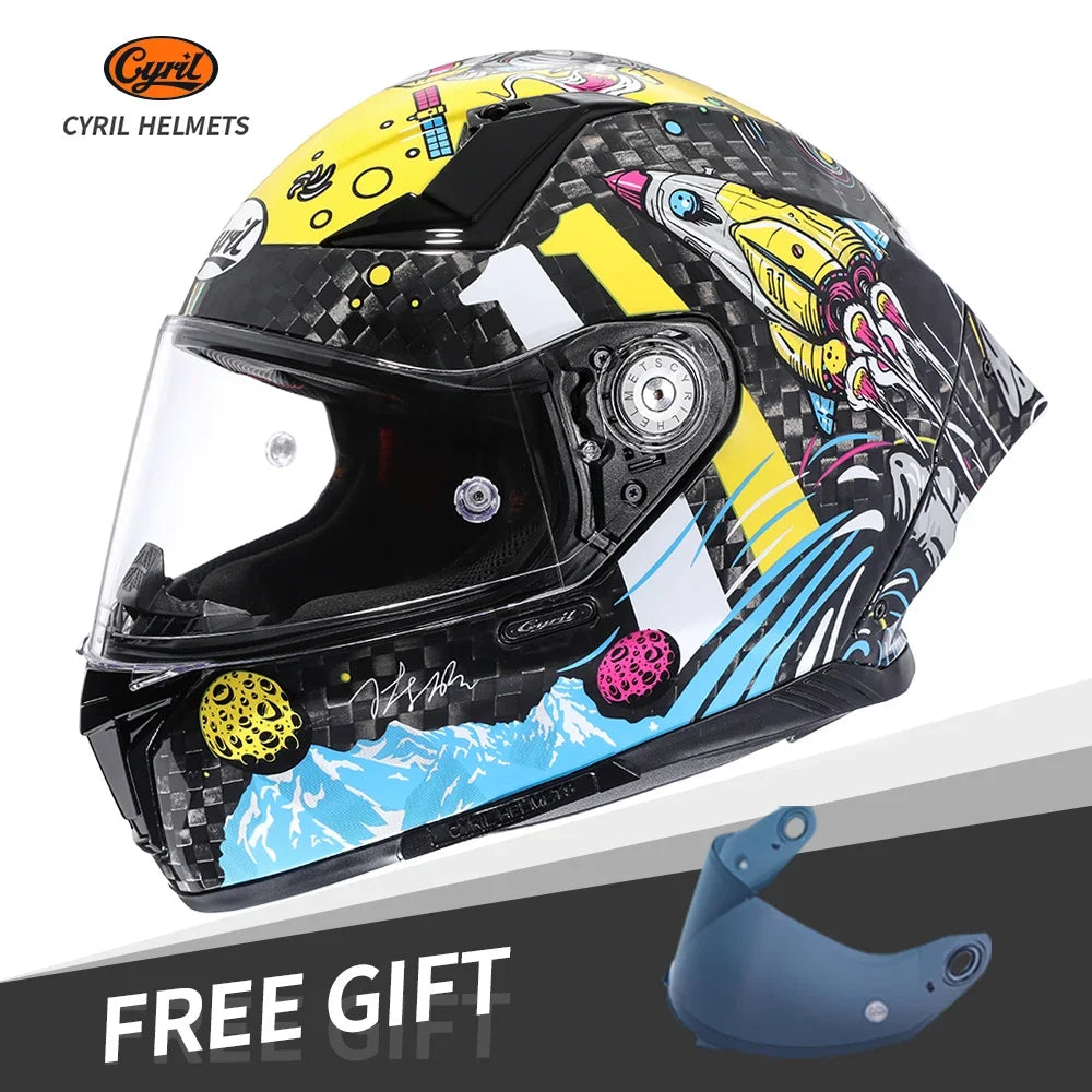 Casque Moto Intégral Fibre Carbone Kevlar — Léger Course DOT ECE Unisexe