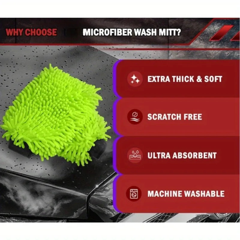 Gants de lavage de voiture en microfibre Chenille, nettoyage des rayures, soins non pelucheux, mitaines souples, dépoussiérage de véhicule automobile, Accessoires de moteur