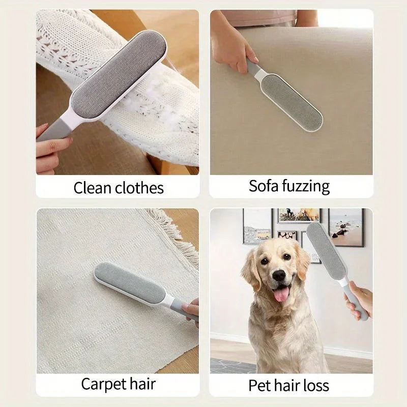 Double-sided pet hair remover, manual electrostatic sticky lint brush, for cat, clothes, sofa, furniture, carpet cleaning