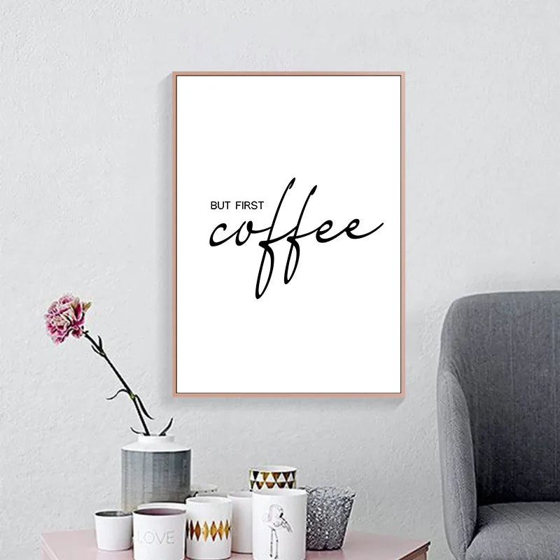 Décor artistique de cuisine mais premier affiche de café, imprimé Bon Appetit, peinture sur toile d'art mural noir et blanc pour salle à manger, décoration de la maison