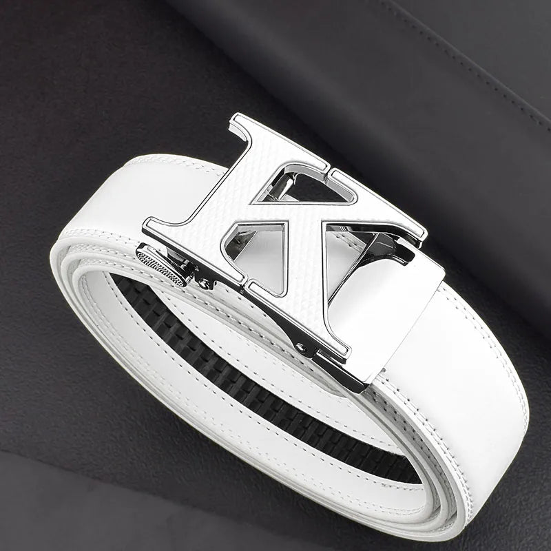 High quality letter k Belt white leather men Famous luxury designers young men cowhide brand Casual Jeans fashion Belt for Men