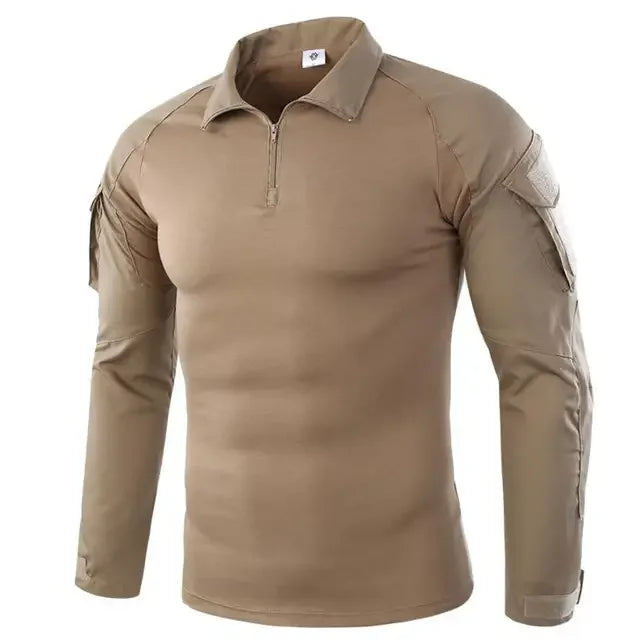 Camisetas de senderismo tácticas al aire libre para hombre, combate militar del ejército CP camuflaje de manga larga, camisa de escalada de caza, ropa deportiva de algodón