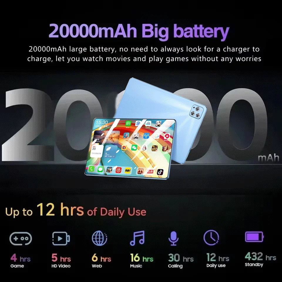 Tablette PC 11 pouces Android 14 — 22 Go RAM, 2 To ROM, double SIM, 5G, WiFi, écran 4K