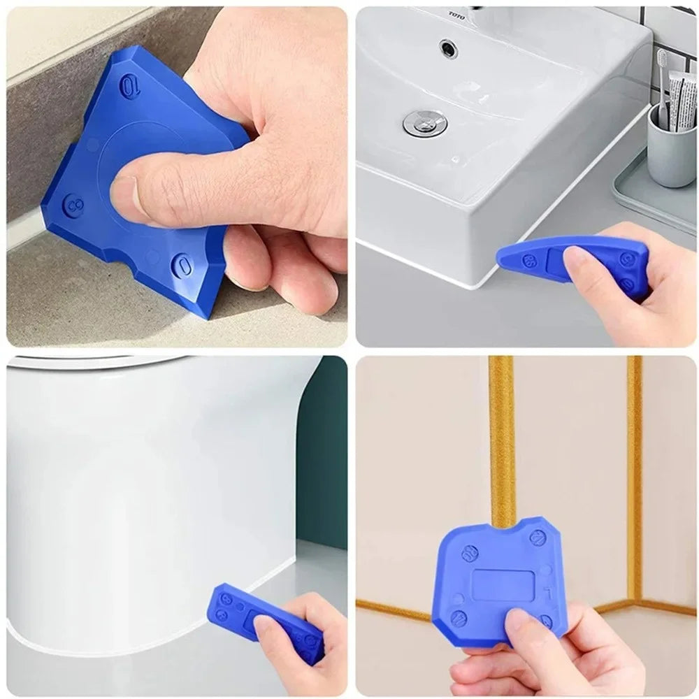 Espátula de silicona y cristal para cemento, herramientas de calafateo para el hogar, espátula de mano para la limpieza del hogar, herramienta de acabado, relleno de lechada, extensión de masilla, 4 piezas