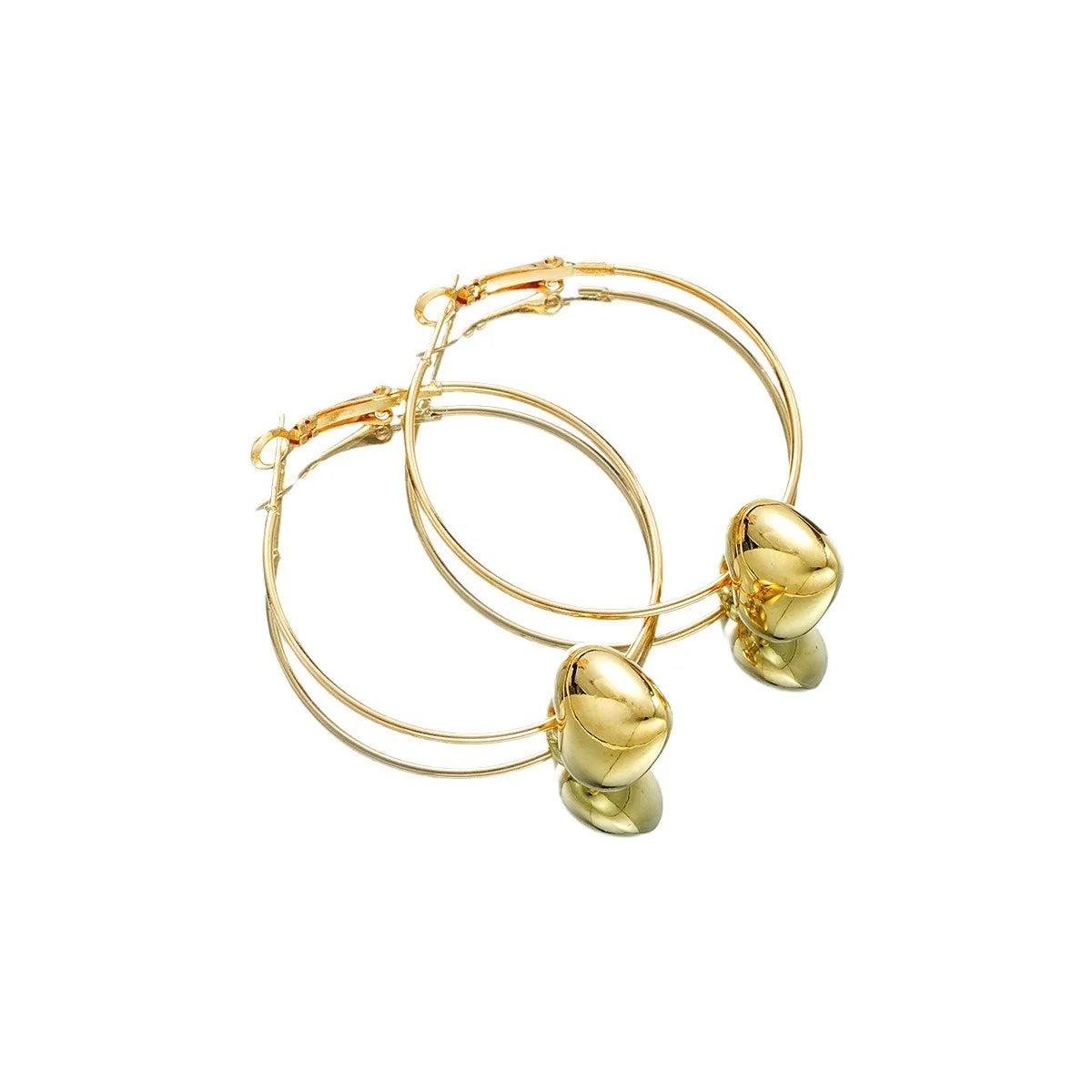 Boucles d'oreilles pendantes en forme de cœur pour femmes, conception de documents en or, boucle d'oreille exagérée, grand cercle, bijoux coréens, cadeau, mode, nouveau, 2024